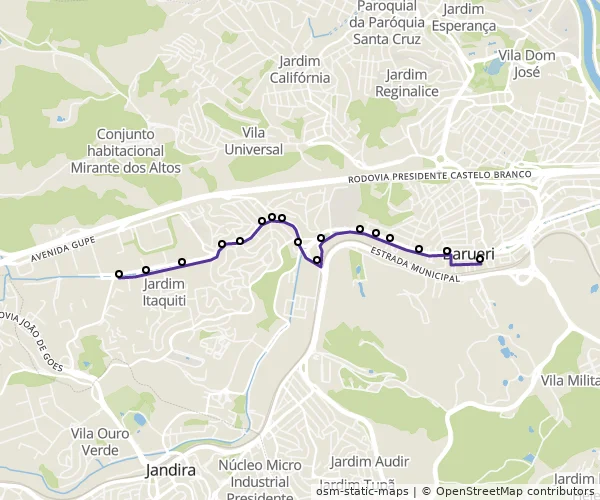 Mapa do itinerário da linha
