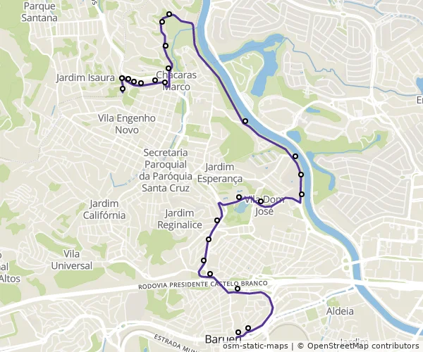 Mapa do itinerário da linha