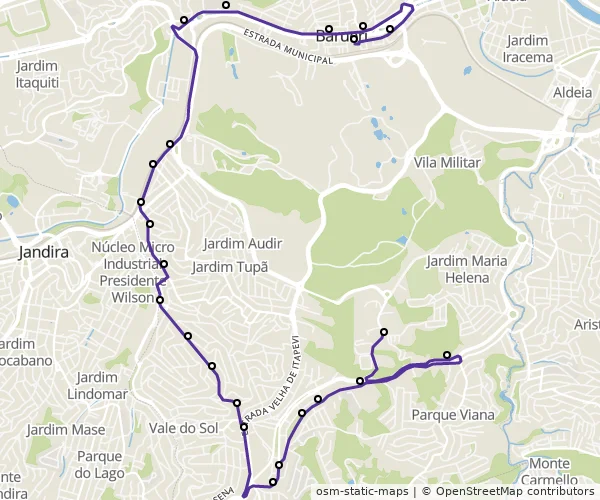 Mapa do itinerário da linha
