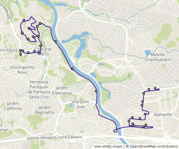 Mapa do itinerário da linha