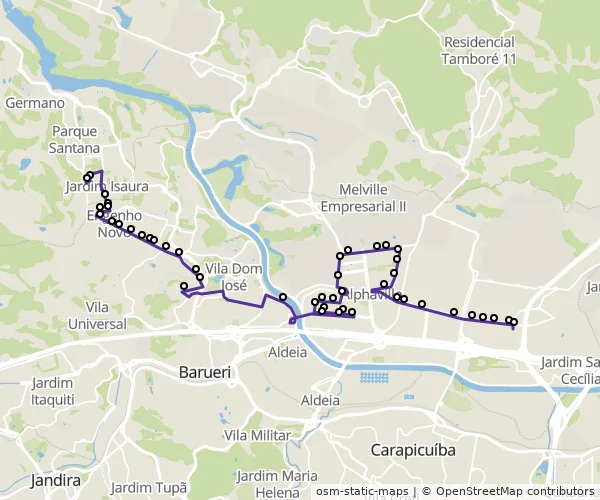 Mapa do itinerário da linha