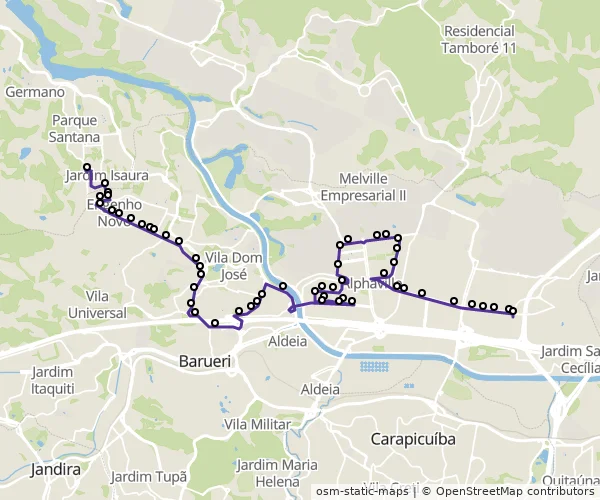 Mapa do itinerário da linha