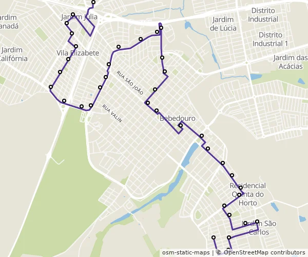 Mapa do itinerário da linha