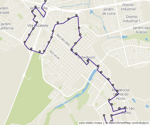 Mapa do itinerário da linha