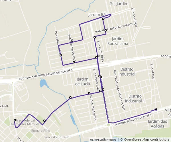 Mapa do itinerário da linha