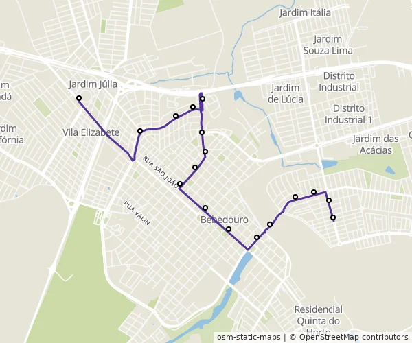 Mapa do itinerário da linha