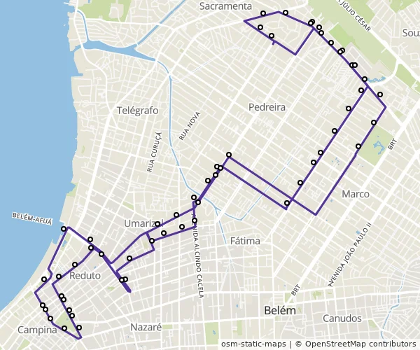 Mapa do itinerário da linha