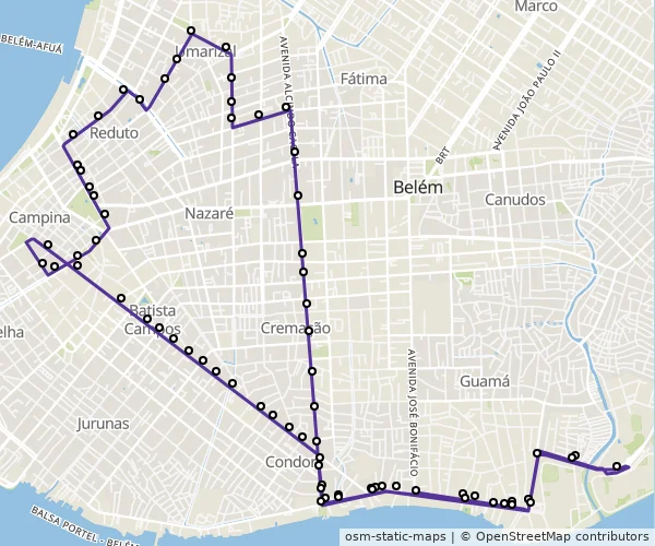 Mapa do itinerário da linha