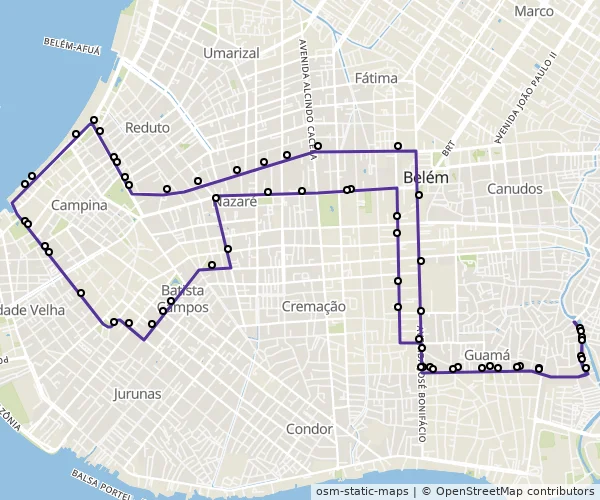 Mapa do itinerário da linha