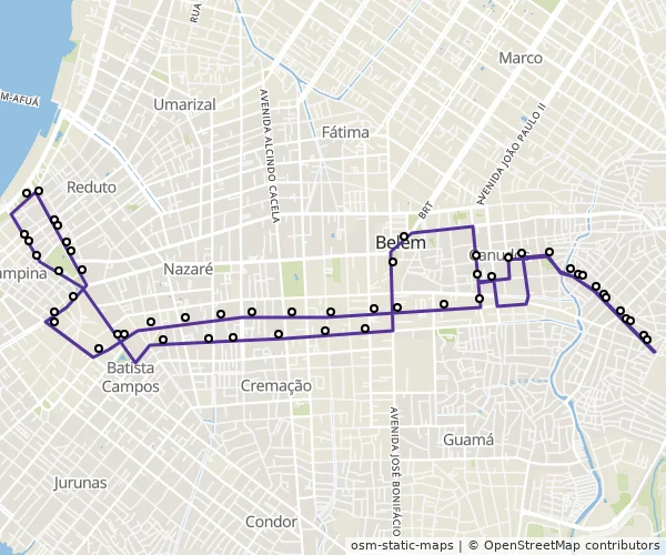 Mapa do itinerário da linha