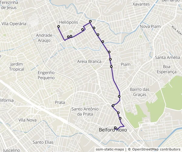 Mapa do itinerário da linha
