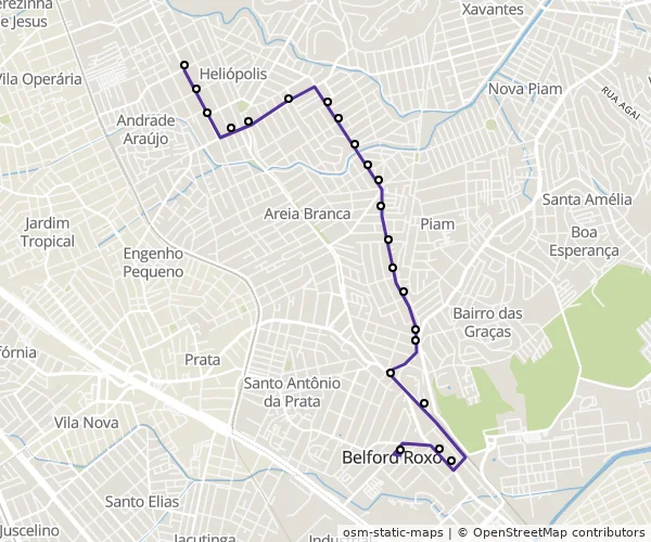 Mapa do itinerário da linha