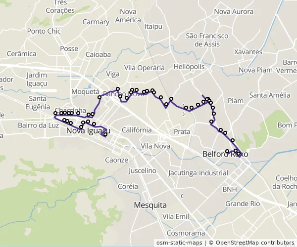 Mapa do itinerário da linha