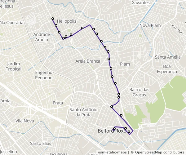 Mapa do itinerário da linha