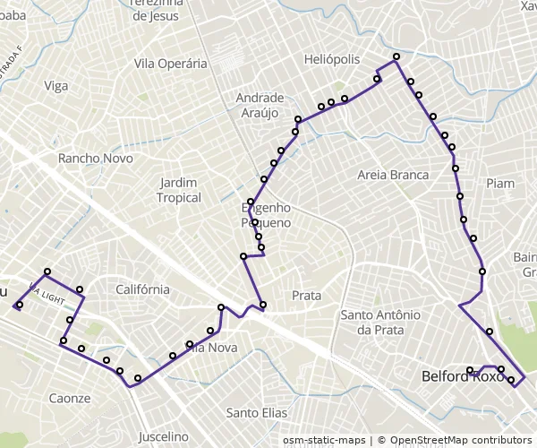 Mapa do itinerário da linha