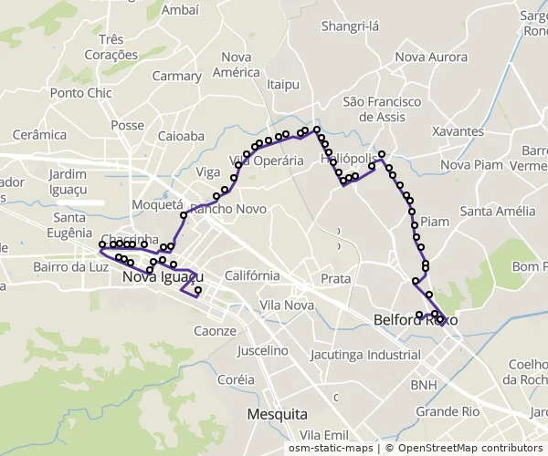 Mapa do itinerário da linha