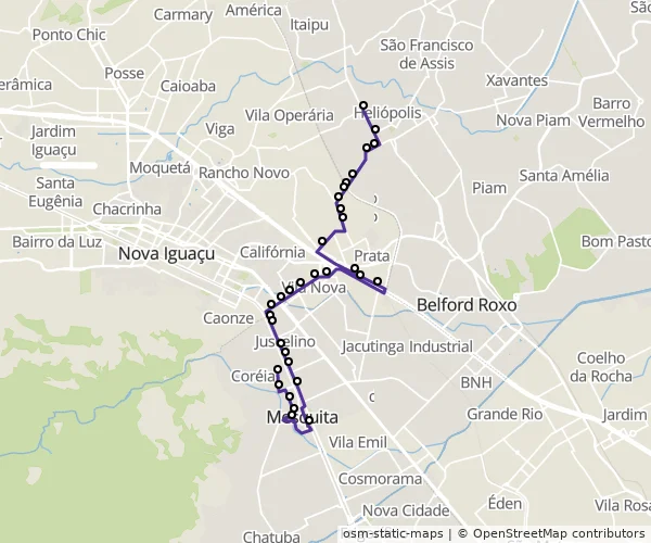 Mapa do itinerário da linha