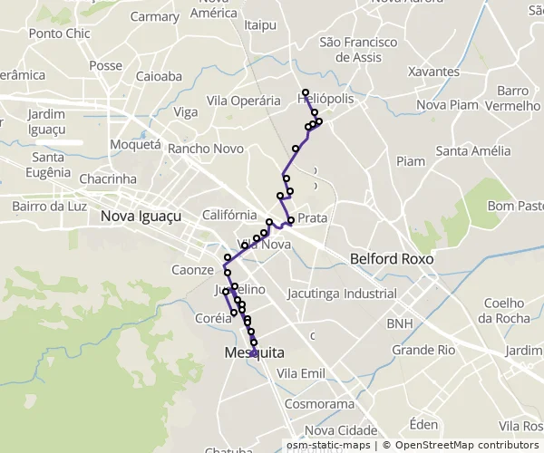 Mapa do itinerário da linha