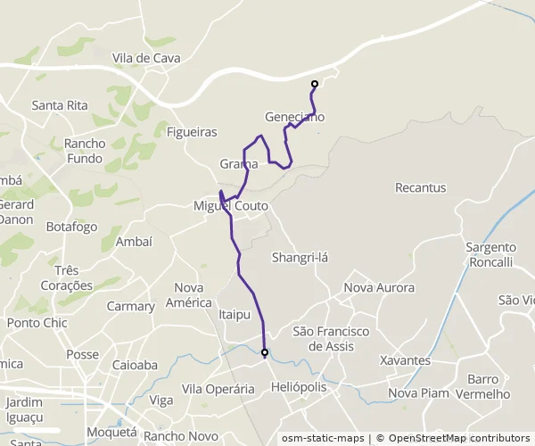 Mapa do itinerário da linha