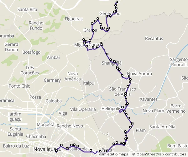 Mapa do itinerário da linha
