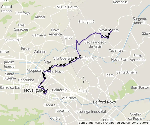 Mapa do itinerário da linha