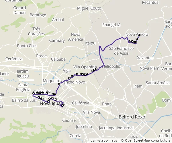 Mapa do itinerário da linha