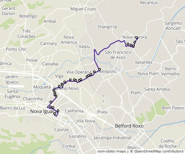 Mapa do itinerário da linha