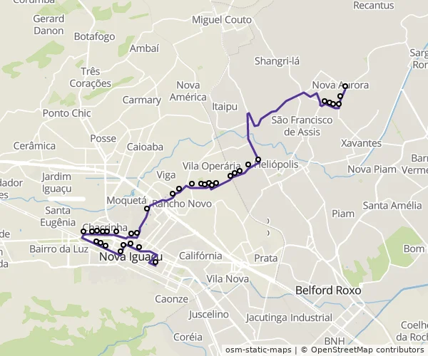 Mapa do itinerário da linha