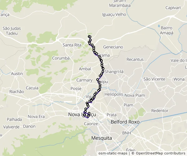 Mapa do itinerário da linha