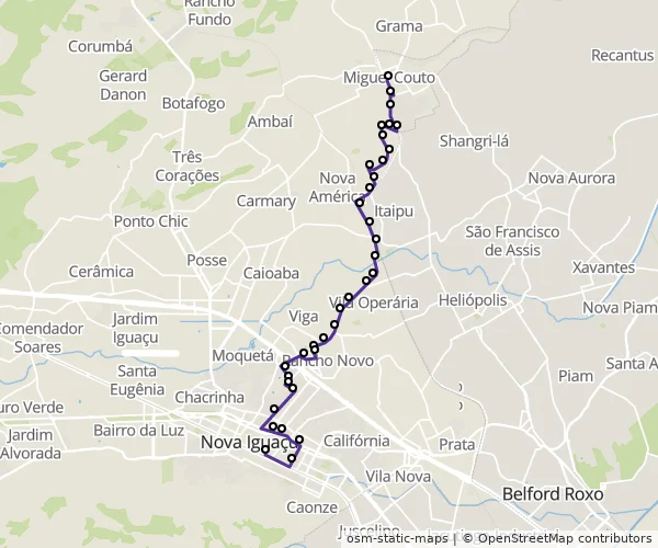 Mapa do itinerário da linha