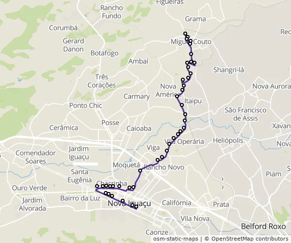Mapa do itinerário da linha