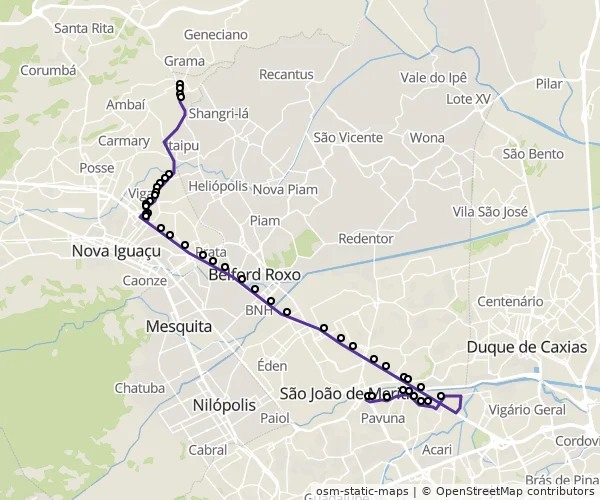 Mapa do itinerário da linha