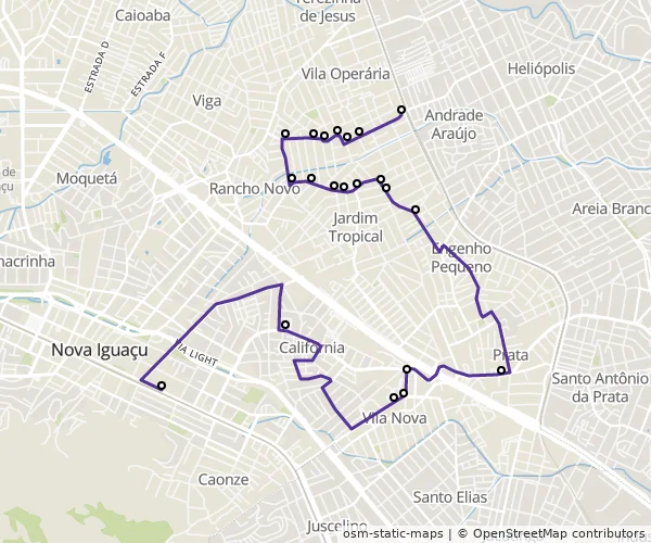Mapa do itinerário da linha