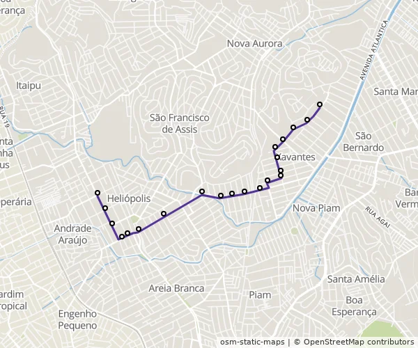 Mapa do itinerário da linha