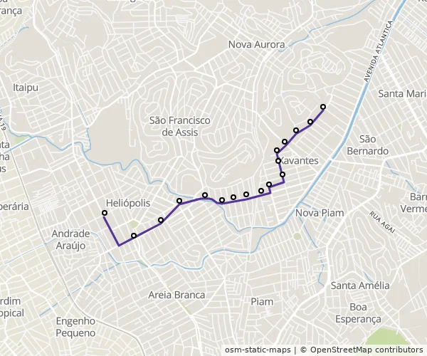 Mapa do itinerário da linha