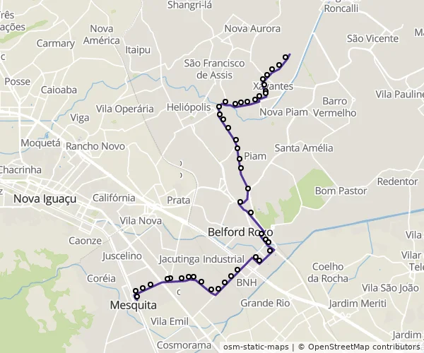 Mapa do itinerário da linha