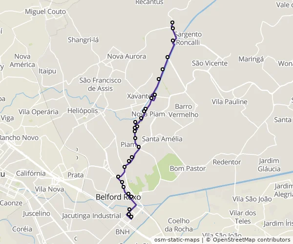 Mapa do itinerário da linha