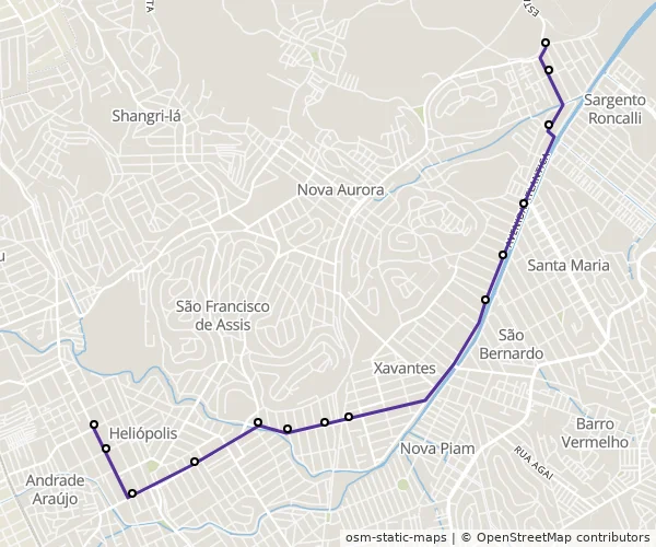 Mapa do itinerário da linha