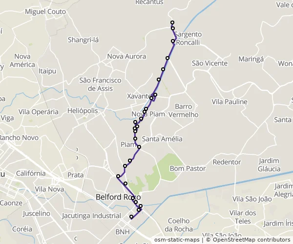 Mapa do itinerário da linha