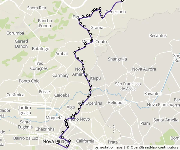 Mapa do itinerário da linha
