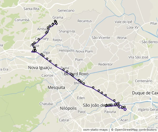 Mapa do itinerário da linha