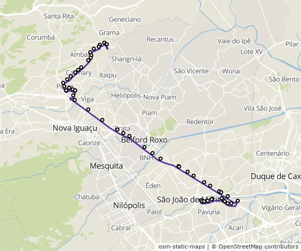 Mapa do itinerário da linha