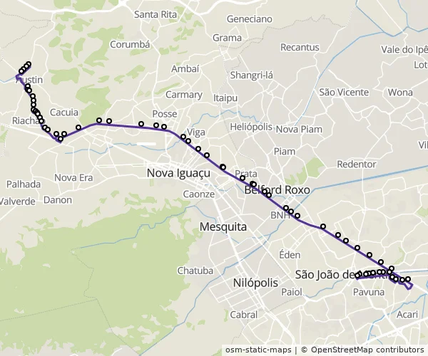 Mapa do itinerário da linha