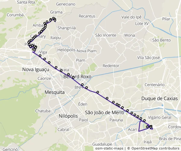 Mapa do itinerário da linha