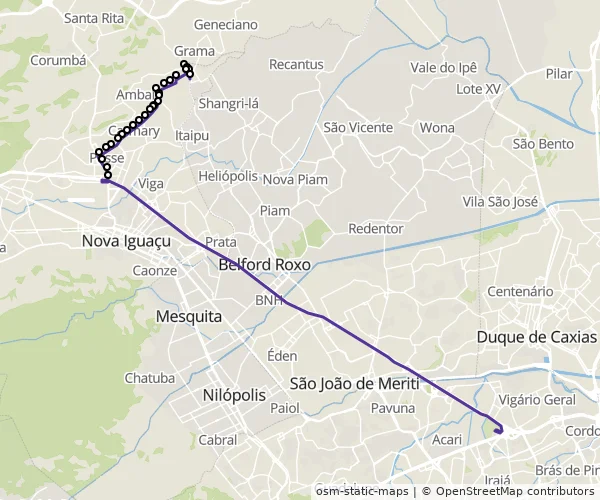 Mapa do itinerário da linha