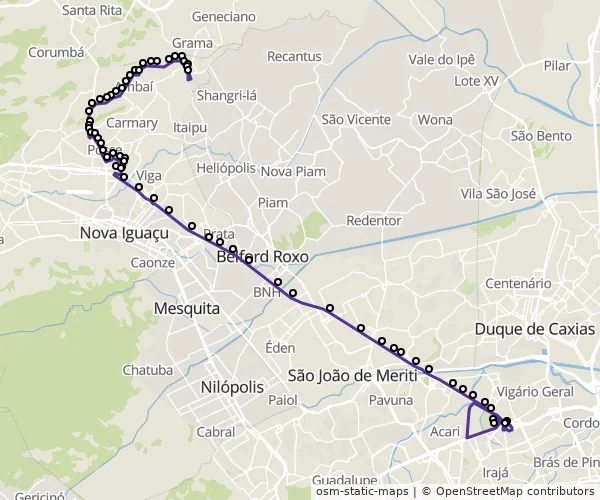 Mapa do itinerário da linha
