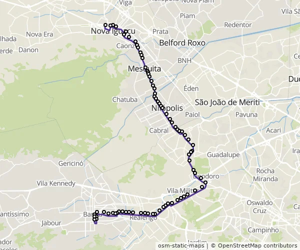 Mapa do itinerário da linha