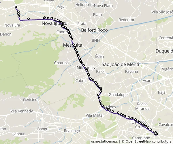 Mapa do itinerário da linha