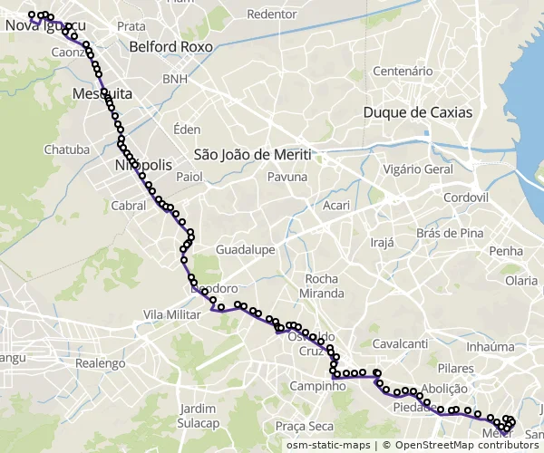 Mapa do itinerário da linha