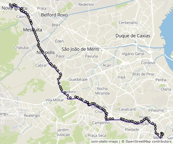 Mapa do itinerário da linha